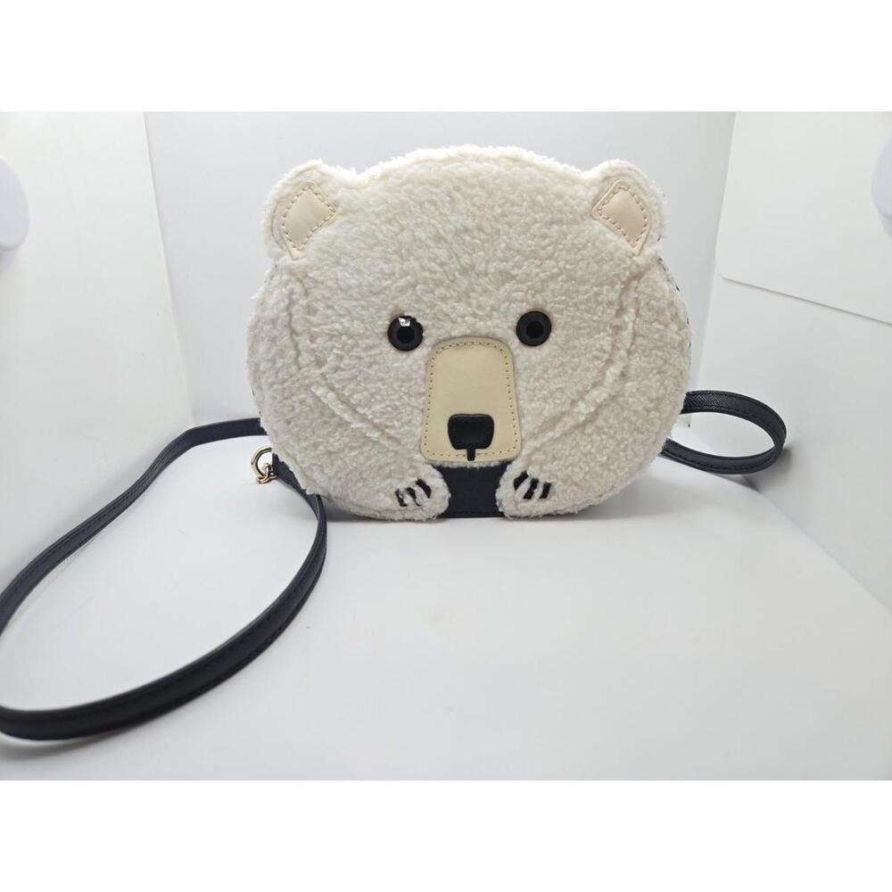 kate spade Cream Teddy Bear Crossbody Bag with Black Strap